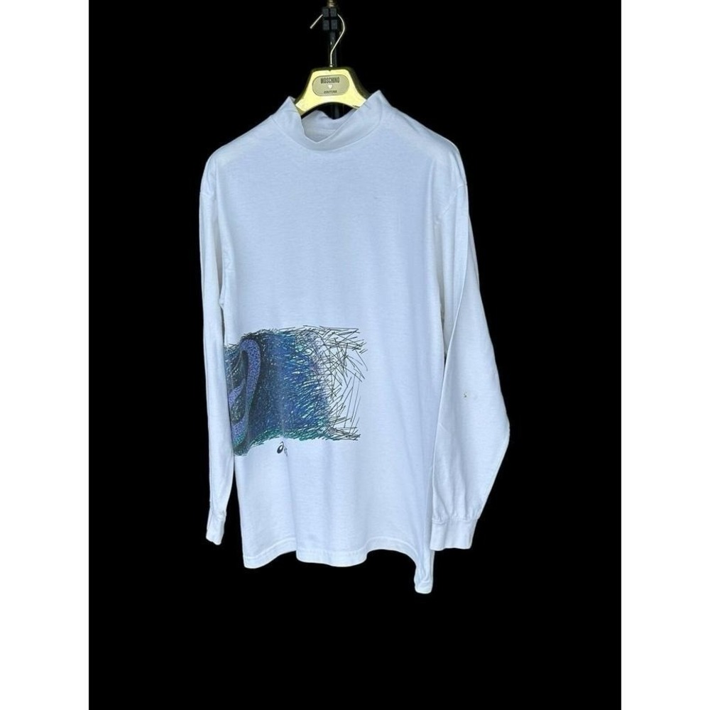 Asics 90's Vintage Long Sleeve Mens Shirt White Sz Medium/Large White Y2K‎